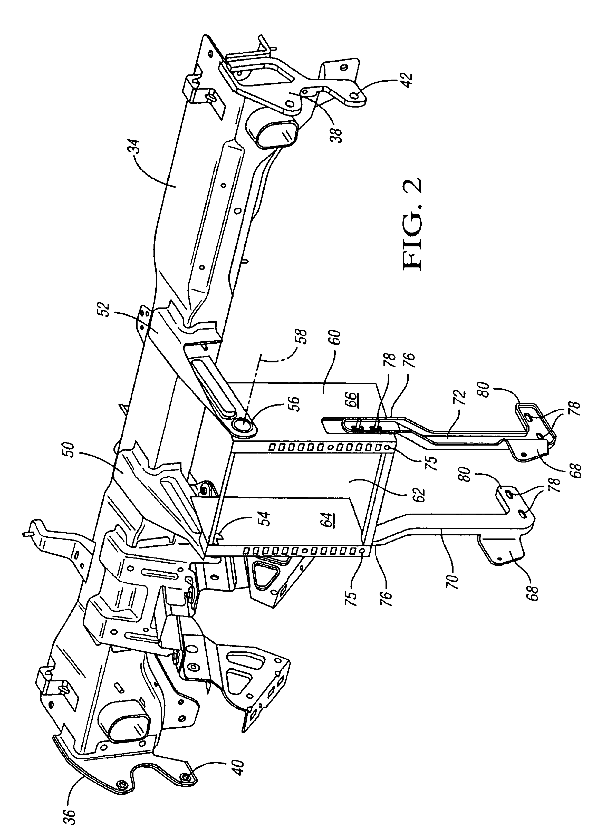 Pivoting instrument panel central stack structure and method for flow-through instrument panel console interface