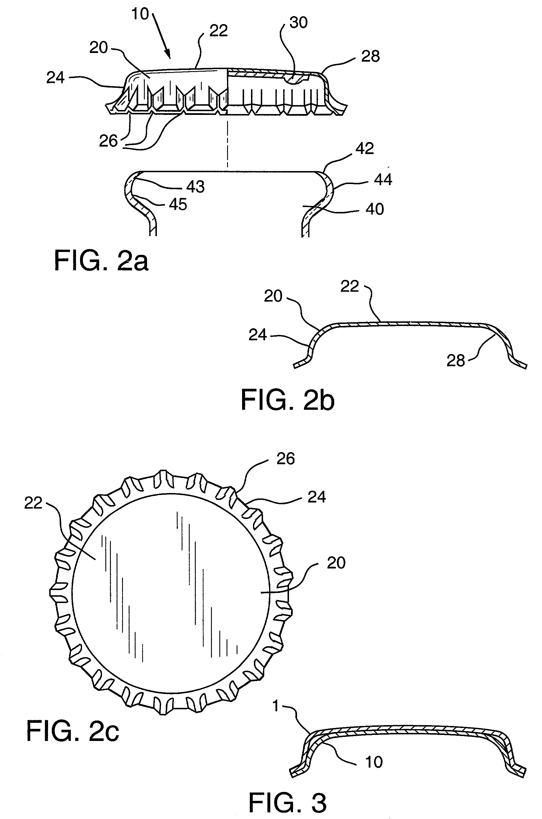 Crown closure having a reduced radius and method of manufacture