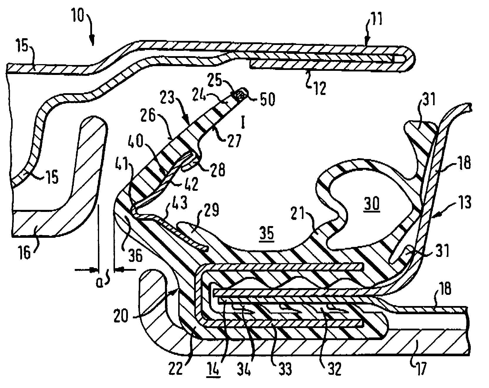 Sealing device especially for sealing the folding roof of a car