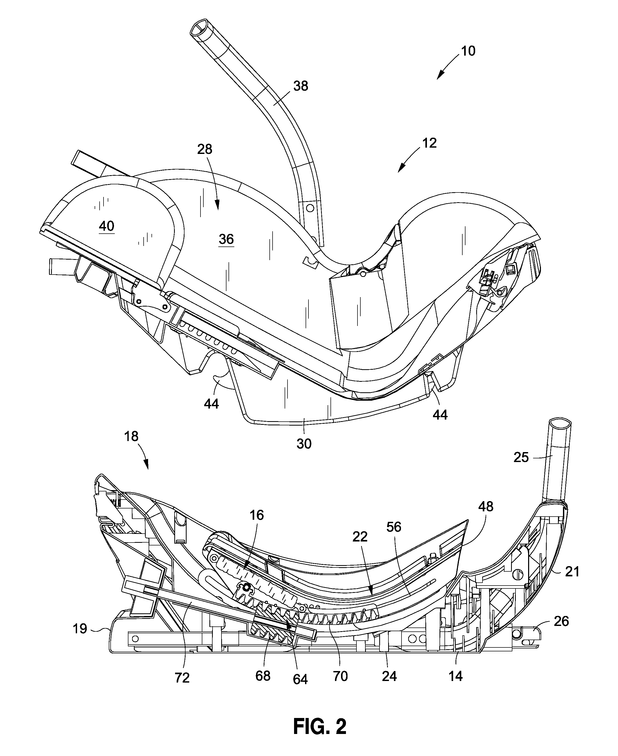 Rear facing ride down safety seat