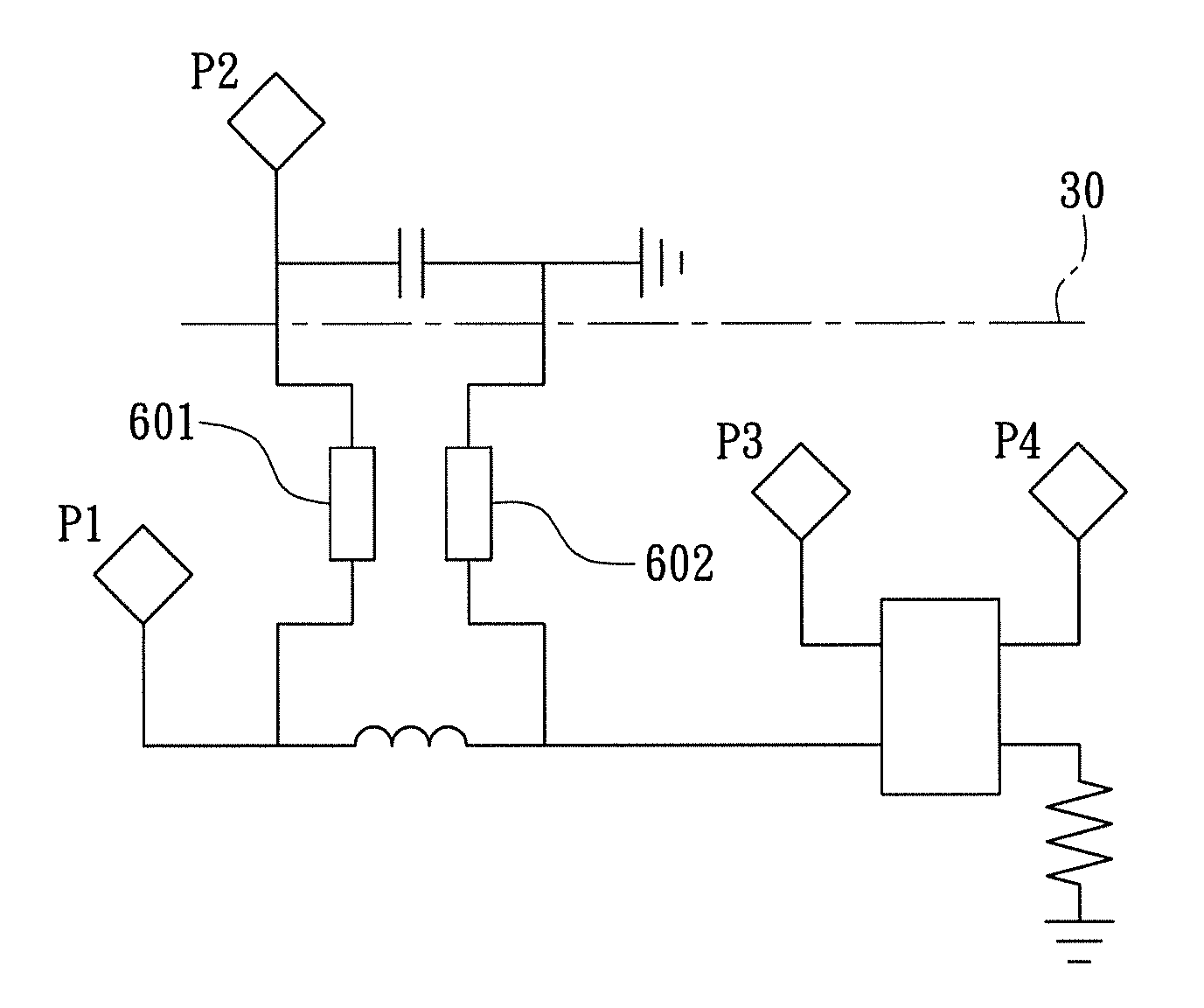 Signal matching module with combination of electronic components for signal matching of single or multiple subsystems