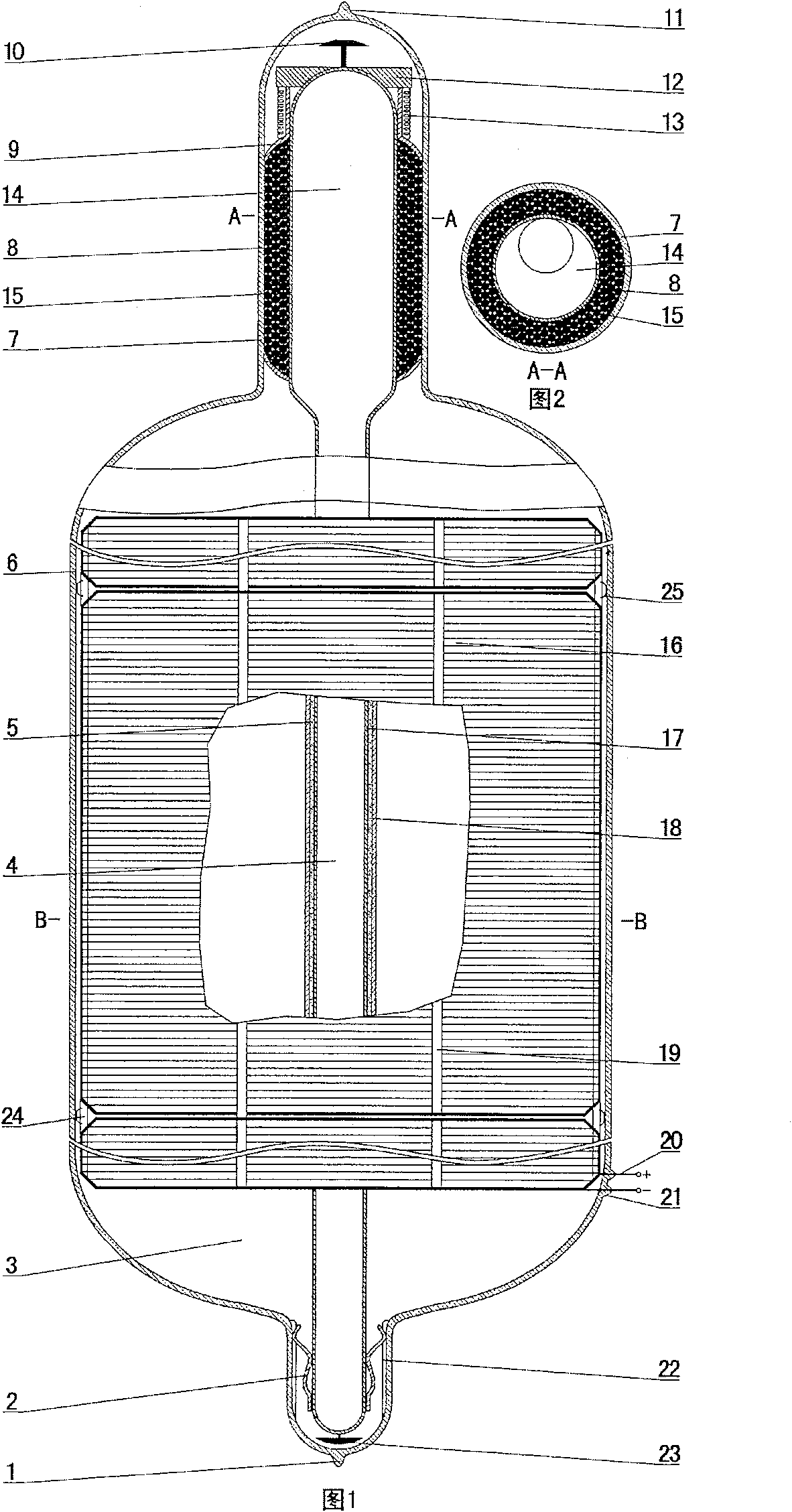 Integrated all-glass casing transducing element by converting solar energy to electrothermal energy