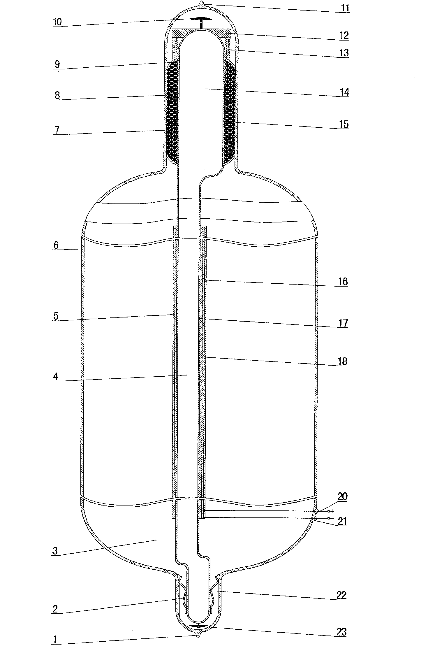 Integrated all-glass casing transducing element by converting solar energy to electrothermal energy