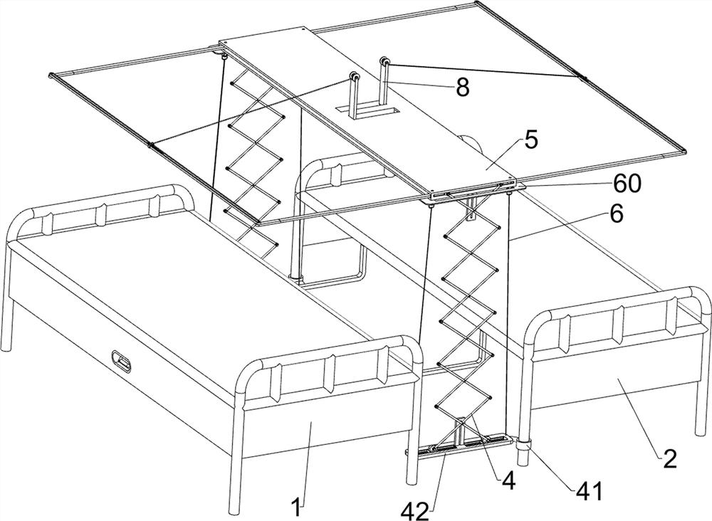 Double apartment bed capable of hanging mosquito net