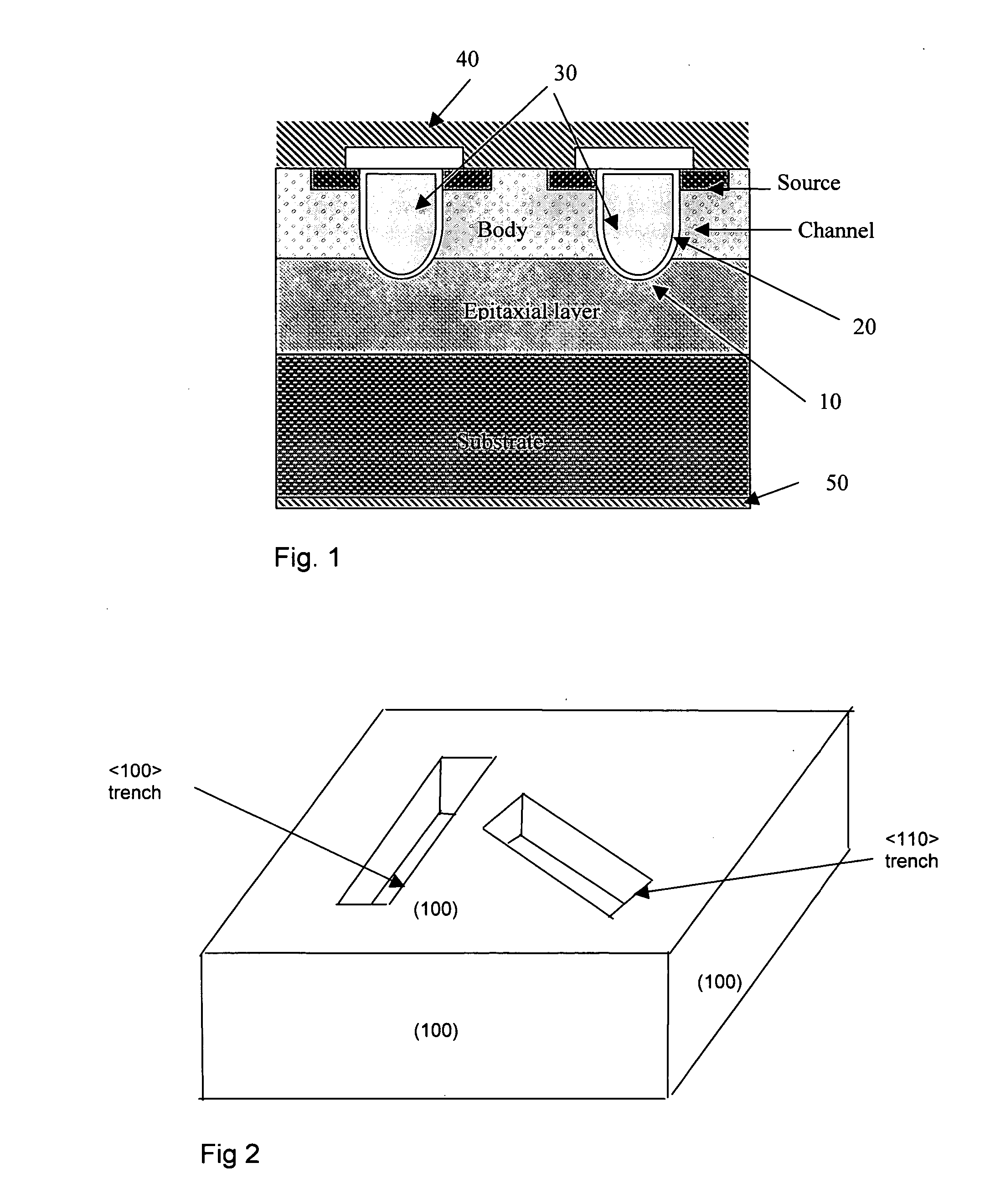 Trenched MOSFETS with part of the device formed on a (110) crystal plane