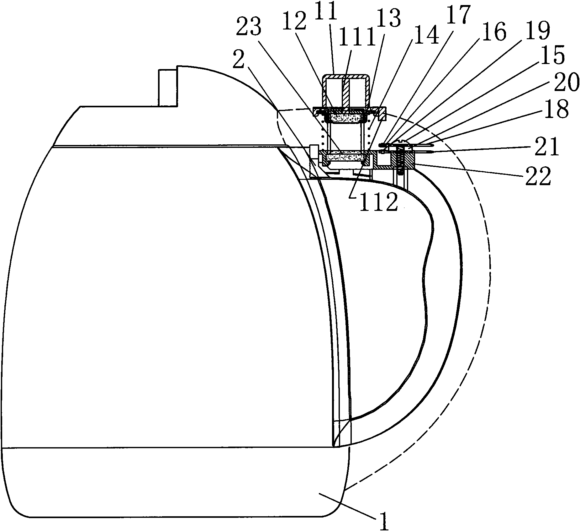 Magnetic-sensing button type steam switch of electric kettle