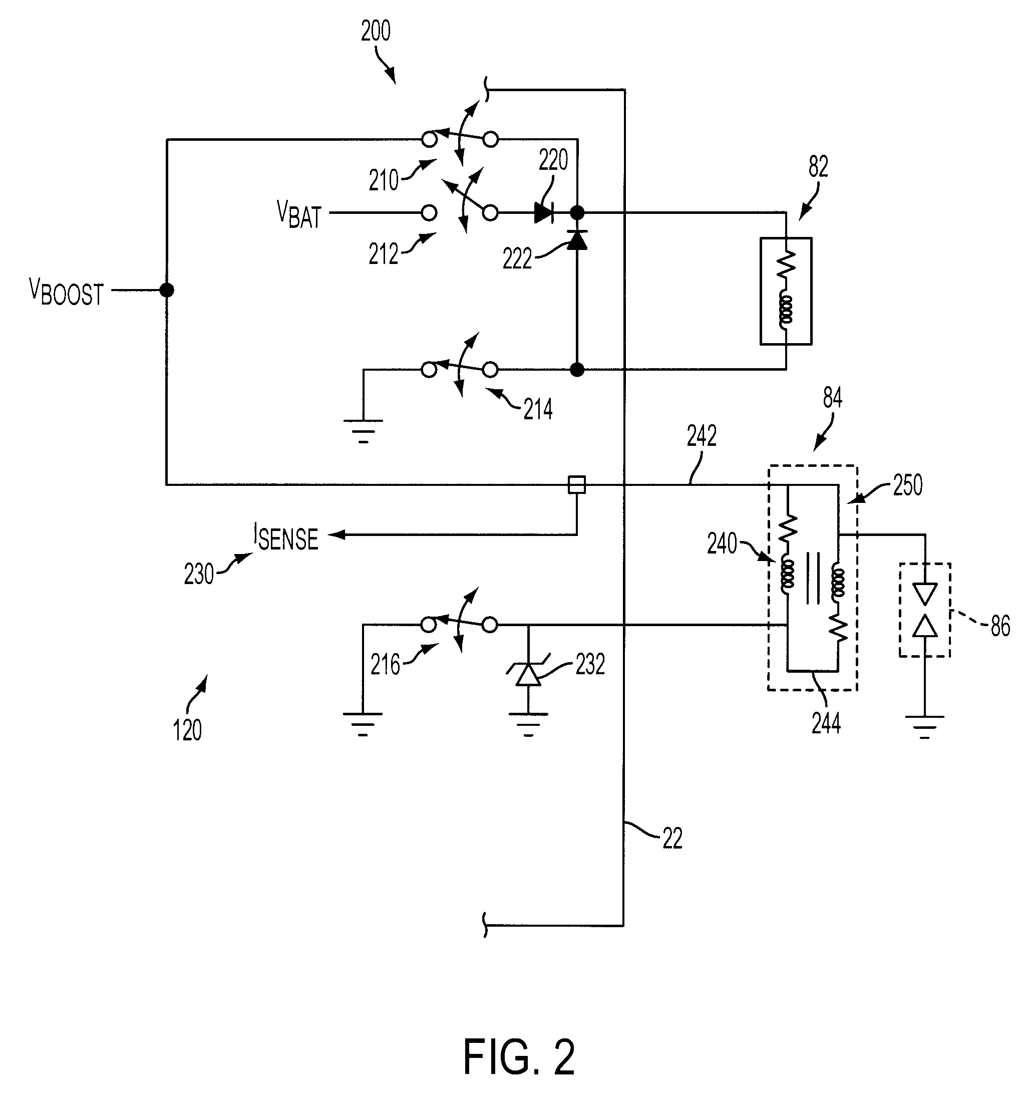 Internal combustion engine having common power source for ion current sensing and fuel injectors