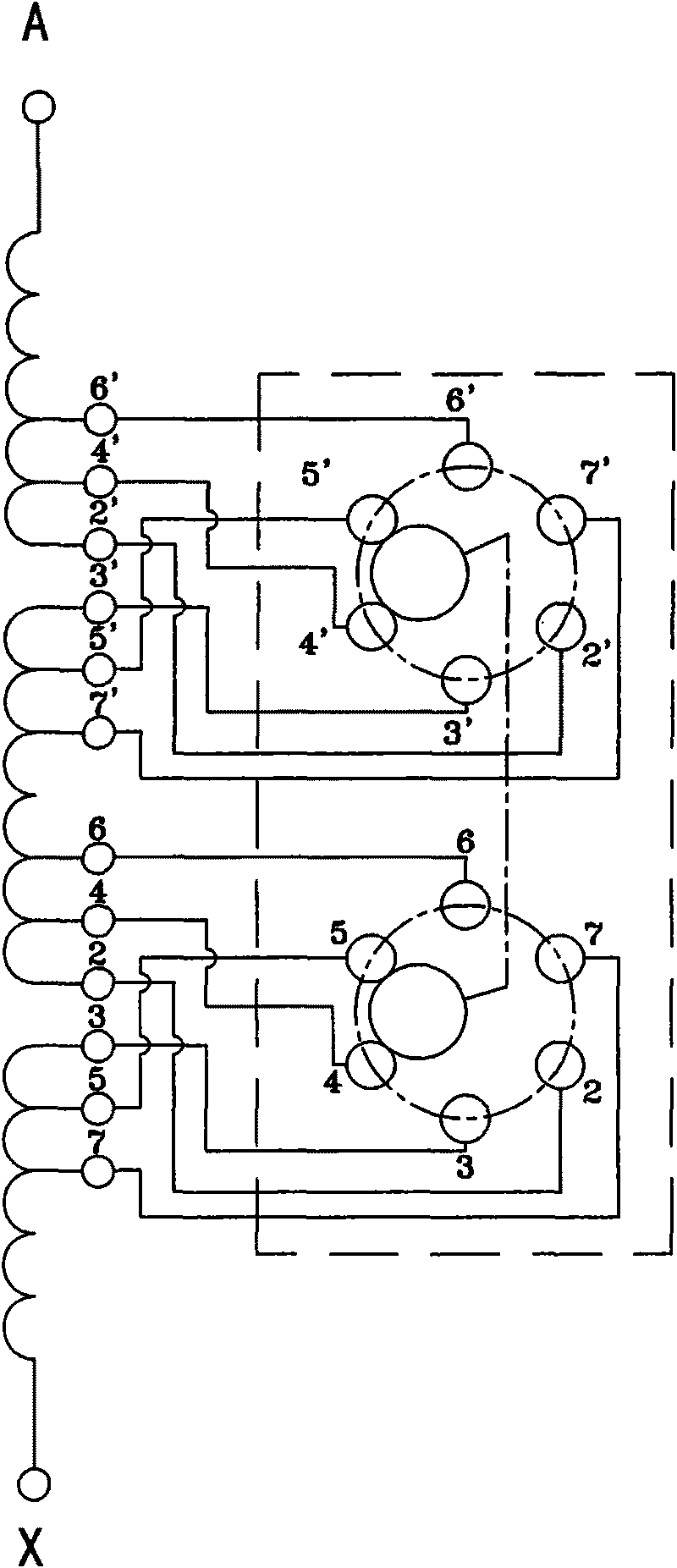 Linked voltage regulation non-excitation tap switch