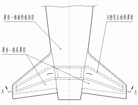 A composite empennage based on h-shaped spar reinforcement, manufacturing method and molding die