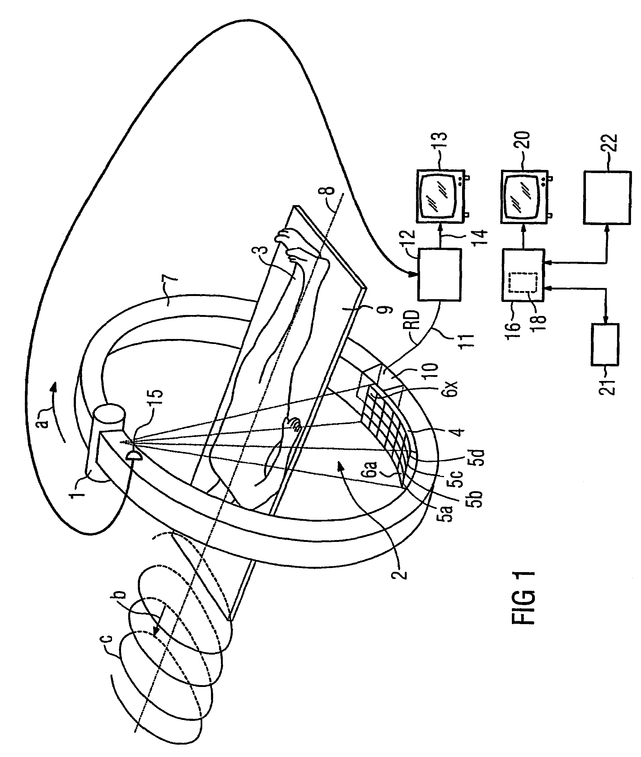 Computer tomography unit with a data recording system