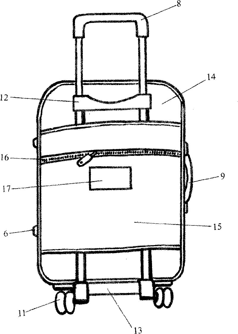 Draw-bar box provided with hard carrying handle and streamline bag openings
