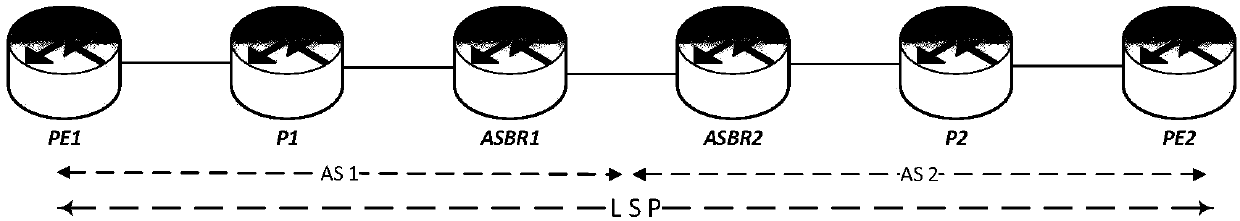 Method for carrying out connectivity detection crossing domains through LSP Ping/Traceroute