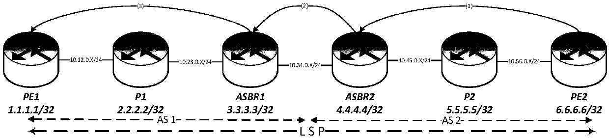 Method for carrying out connectivity detection crossing domains through LSP Ping/Traceroute