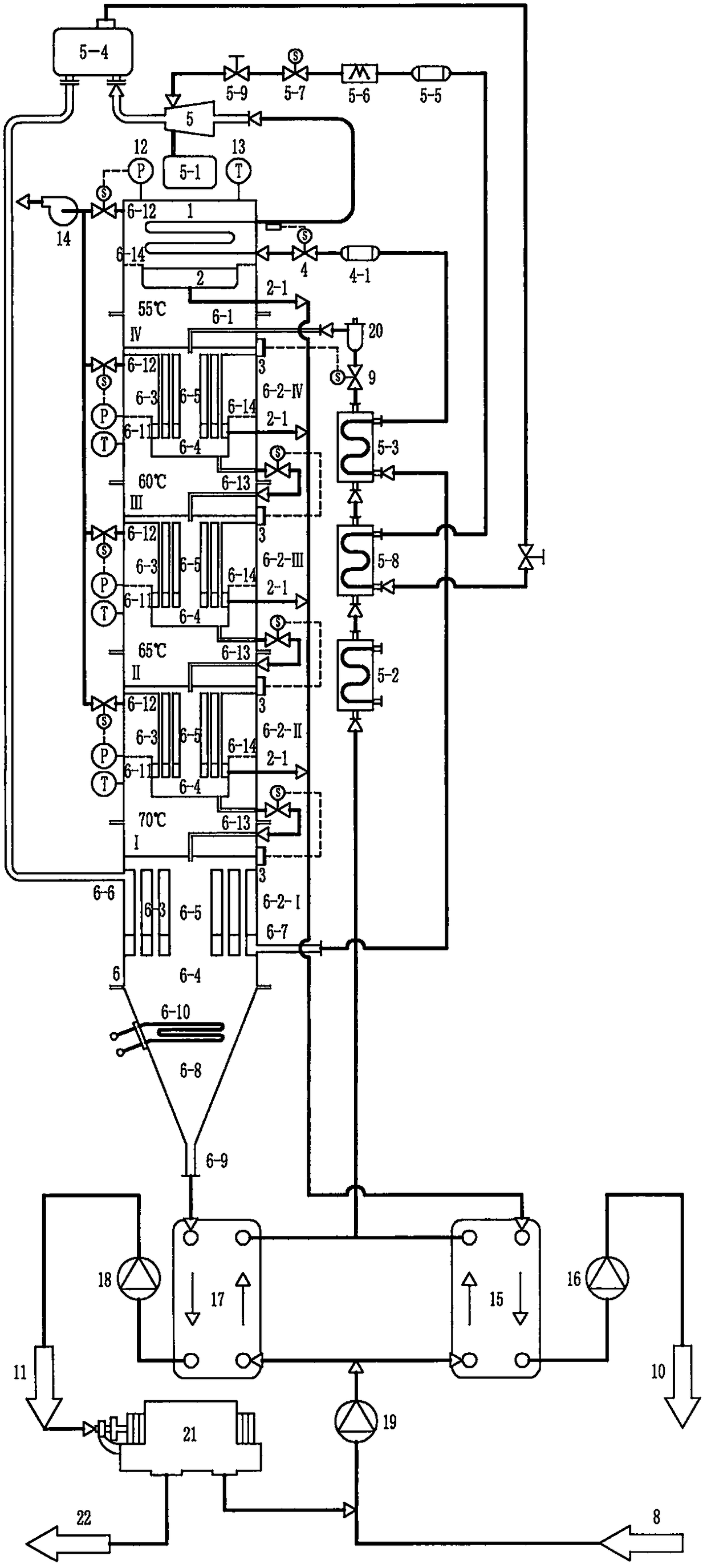 Multiple-effect heat pipe type distillation column driven by condensation steam source heat pump