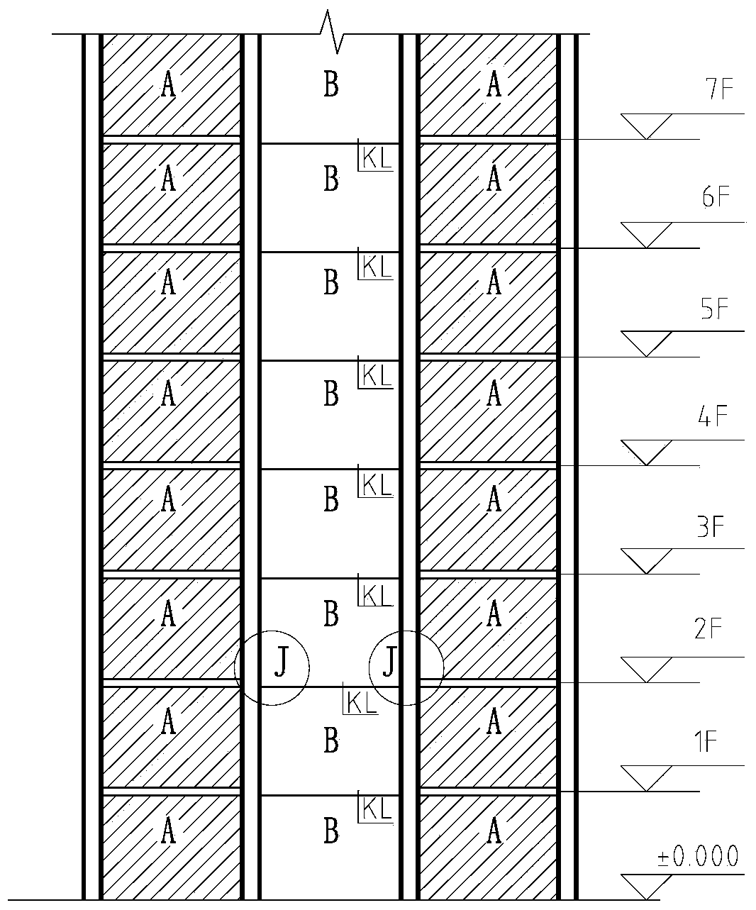 Primary and secondary module unit combination structure of high-rise module building space and connection method thereof