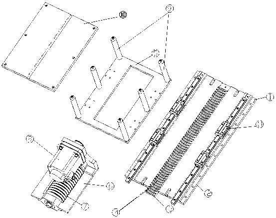 Sliding table based on worm gear row