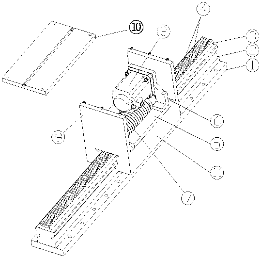 Sliding table based on worm gear row