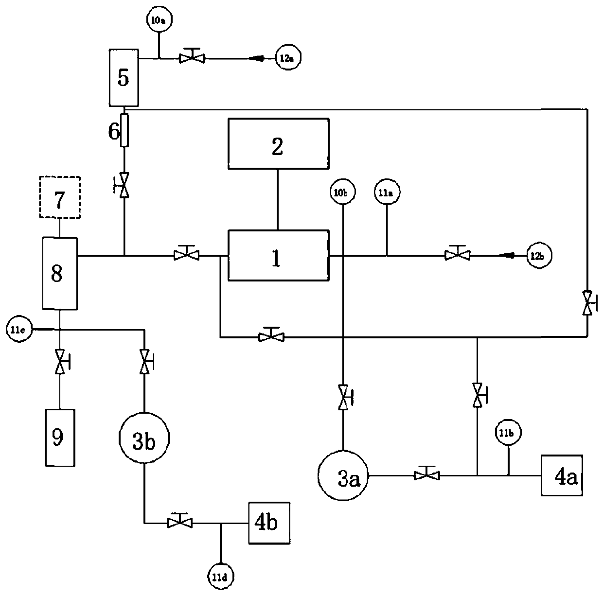 A device for measuring hydrogen diffusion and permeability in tritium-resistant coatings