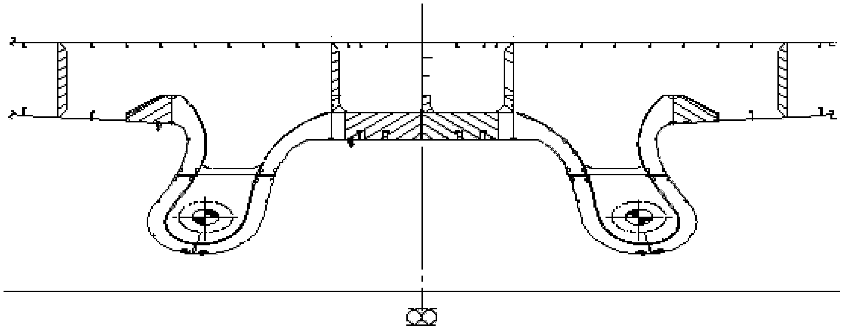 Installation method of overlong twin-skeg structure segment and shaft bracket dock