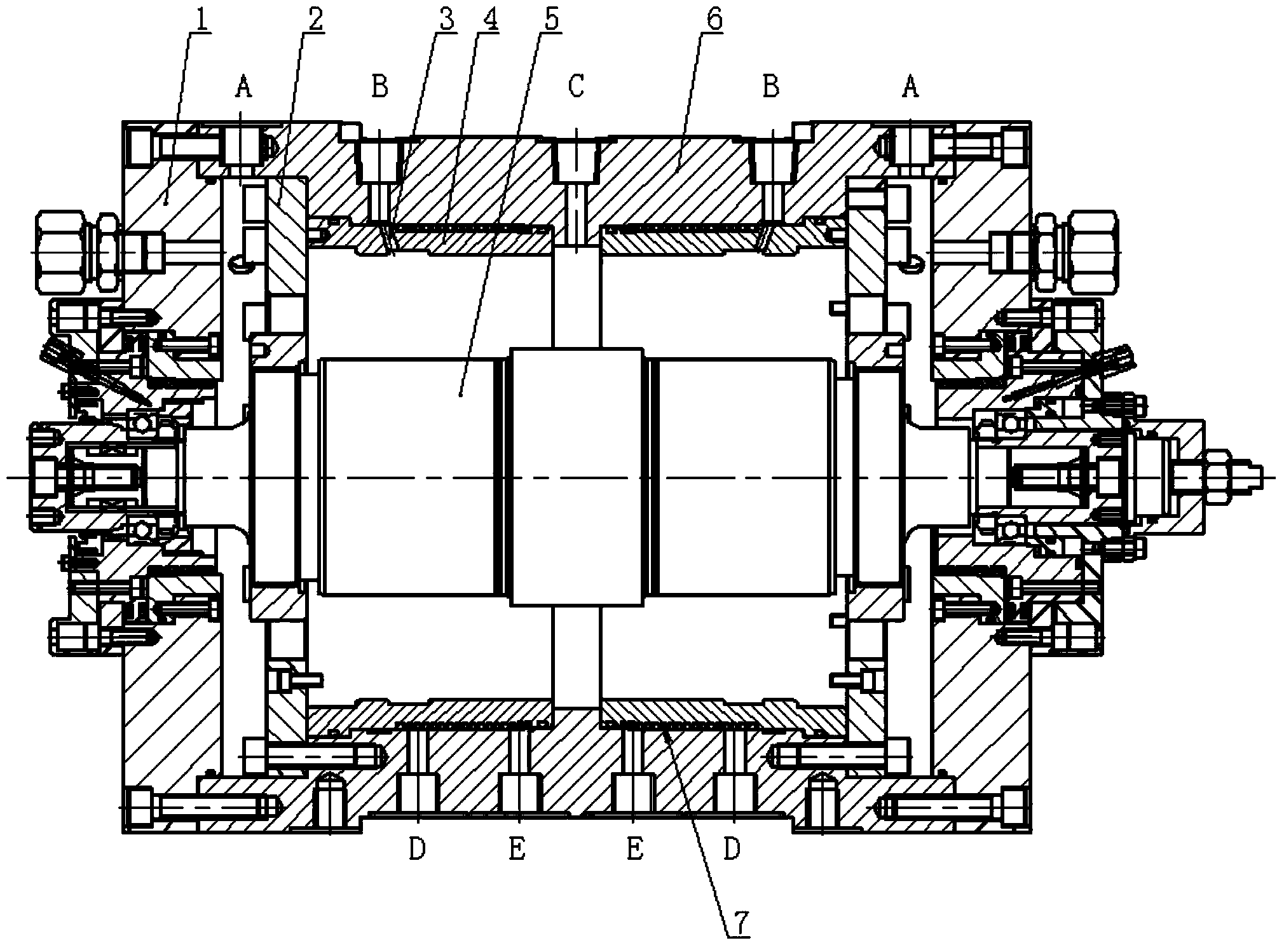 Double-chamber structure of dry gas seal testing cavity