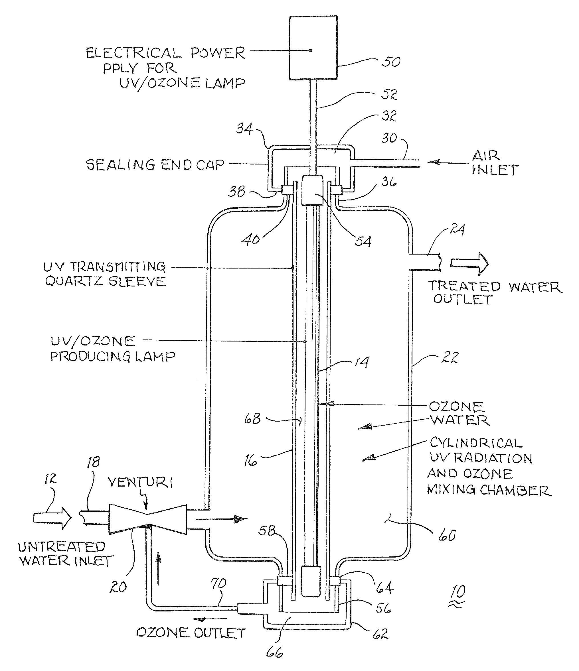 Method and apparatus for reducing microorganisms in water