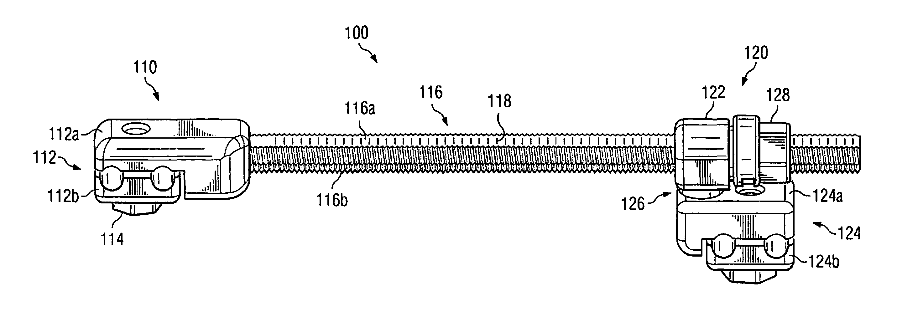 External mandibular distractor with rotational clamp