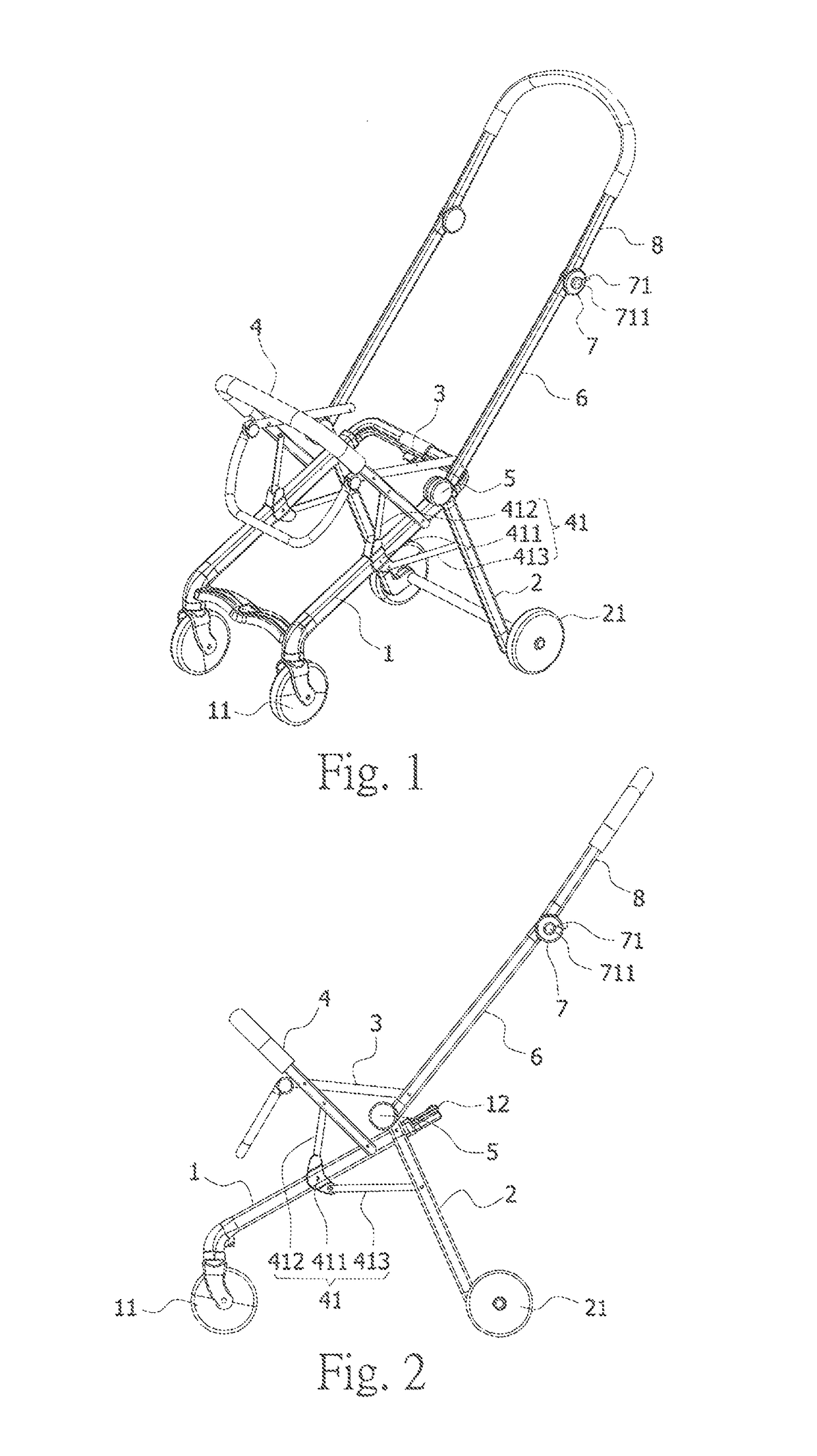 Foldable stroller to form a trolley
