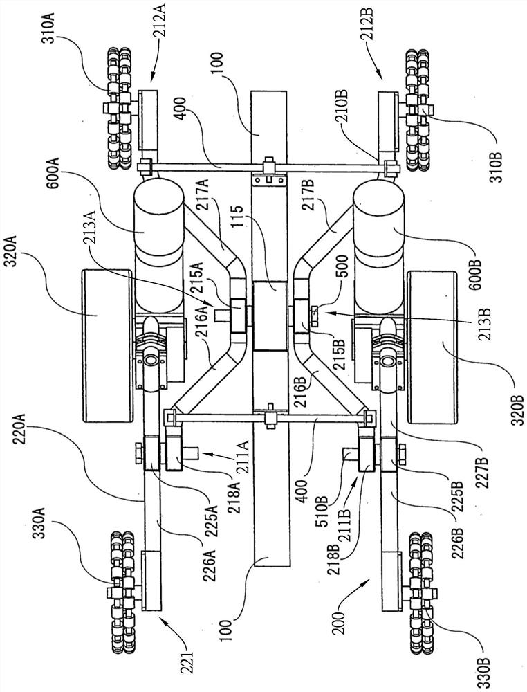 Rocker bogie mechanism and traveling gear