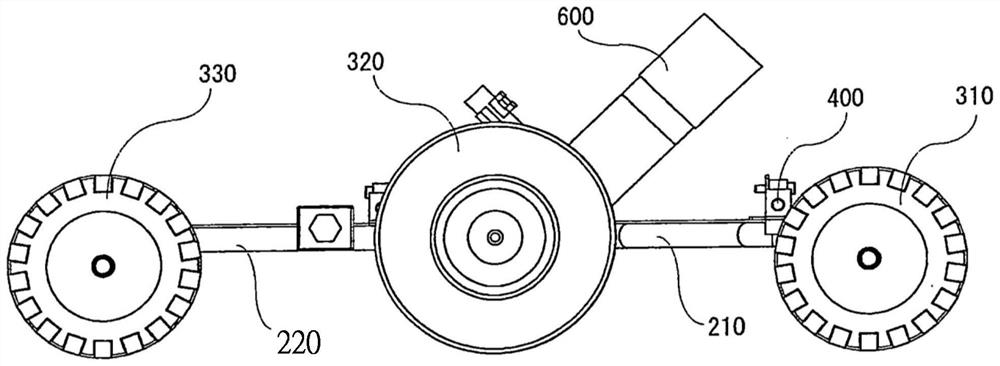 Rocker bogie mechanism and traveling gear