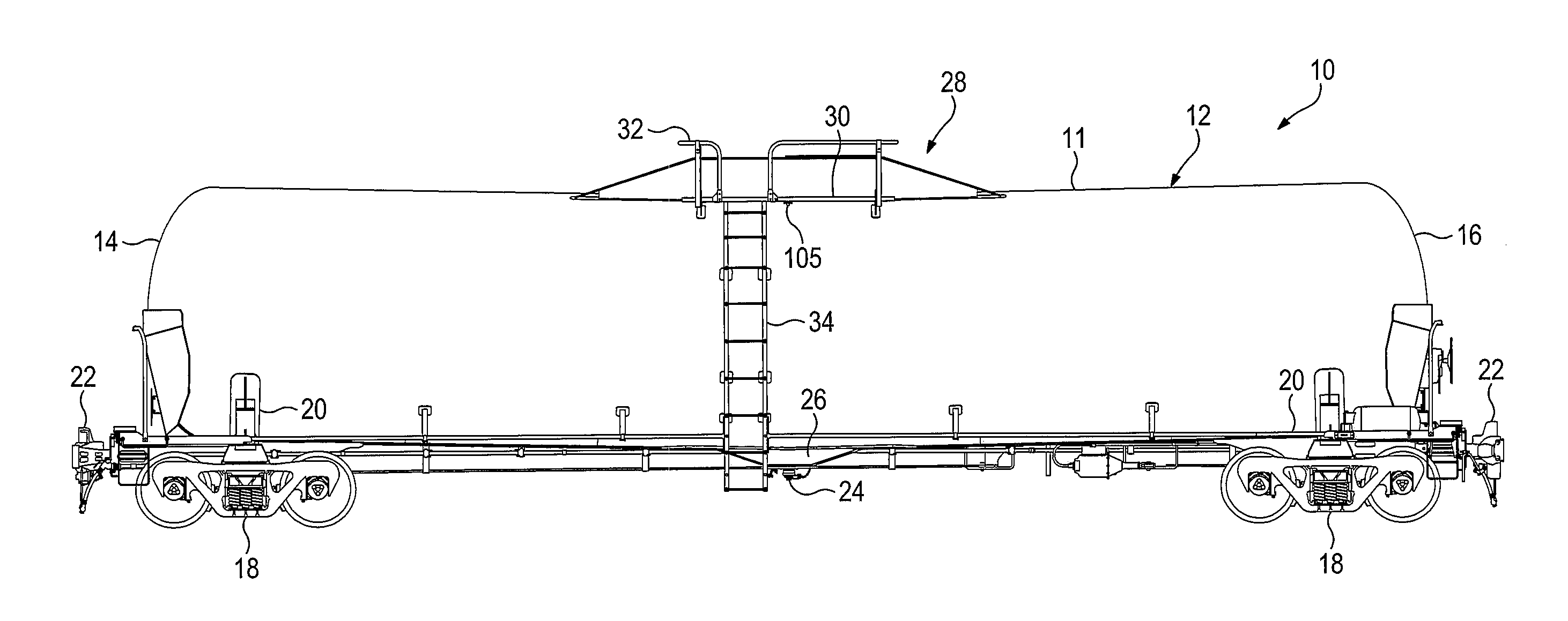 Protective structure for top of tank car