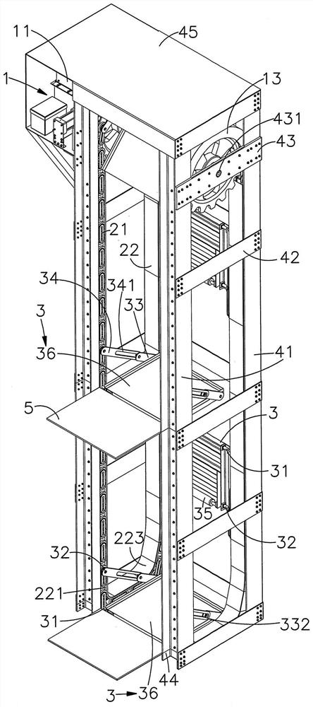 Emergency self-propelled escape ladder structure