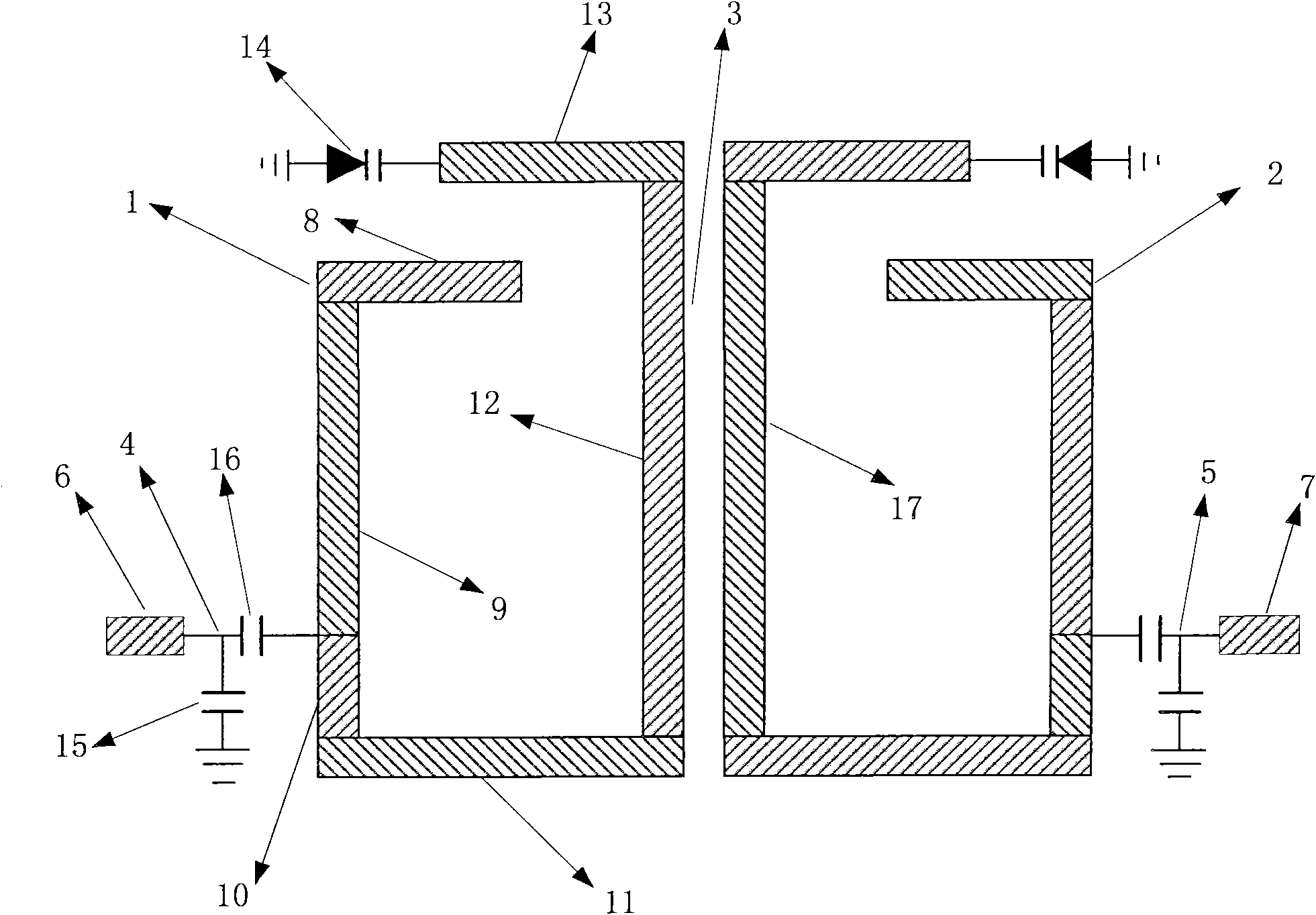 Radio frequency electrically adjusted band-pass filter with constant absolute bandwidth