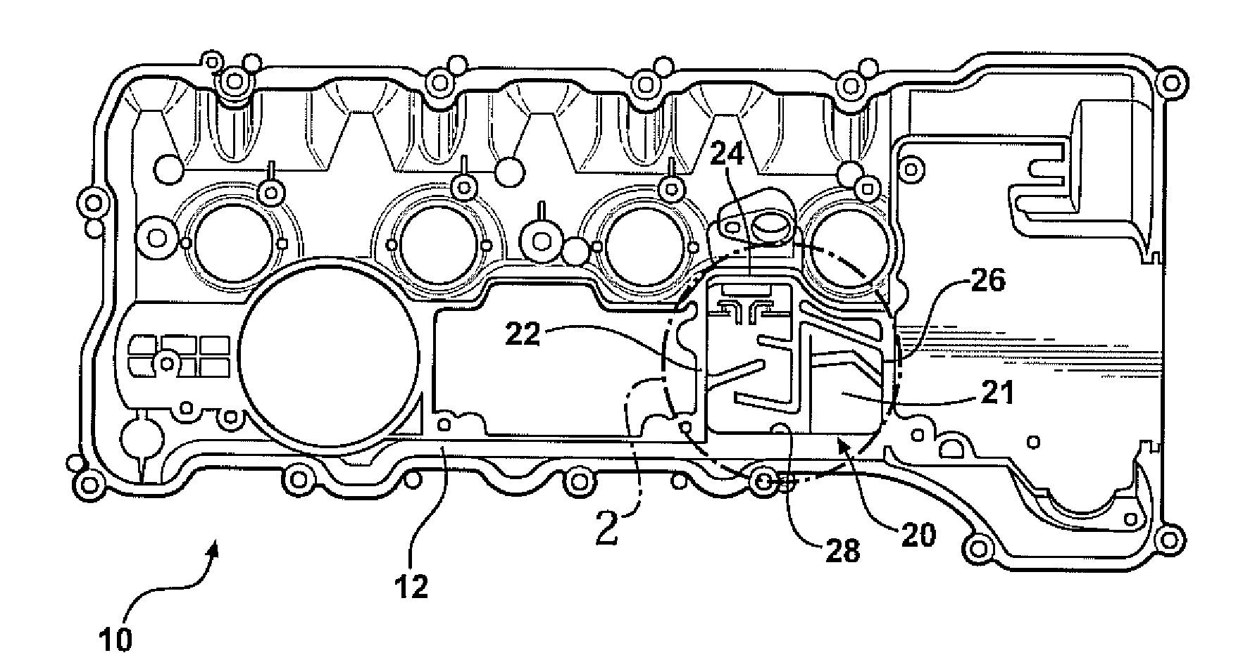 Engine head cover assembly having an integrated oil separator and a removable cover