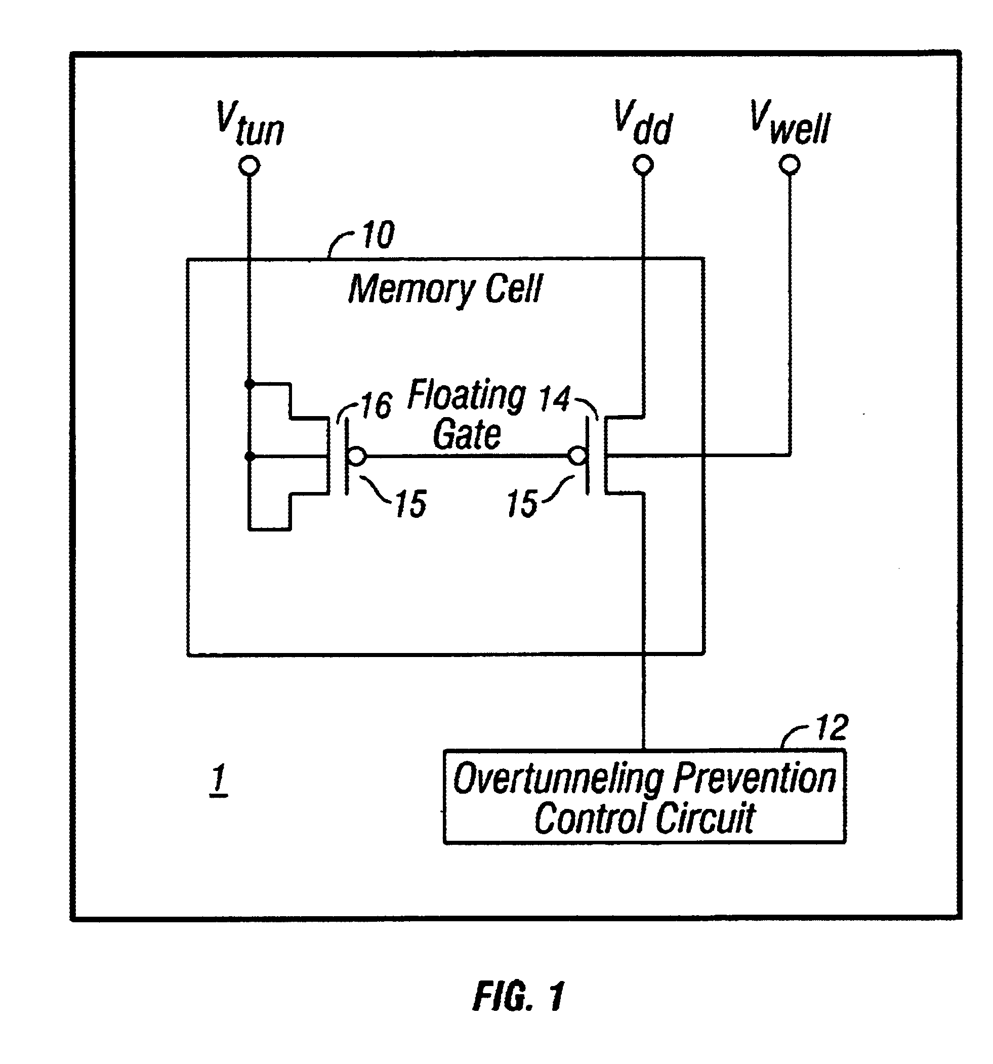 Method and apparatus for preventing overtunneling in pFET-based nonvolatile memory cells