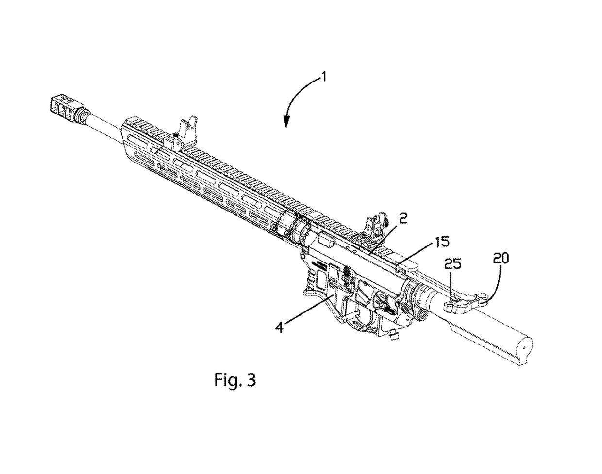 Latched charging handle with mechanical advantage separator