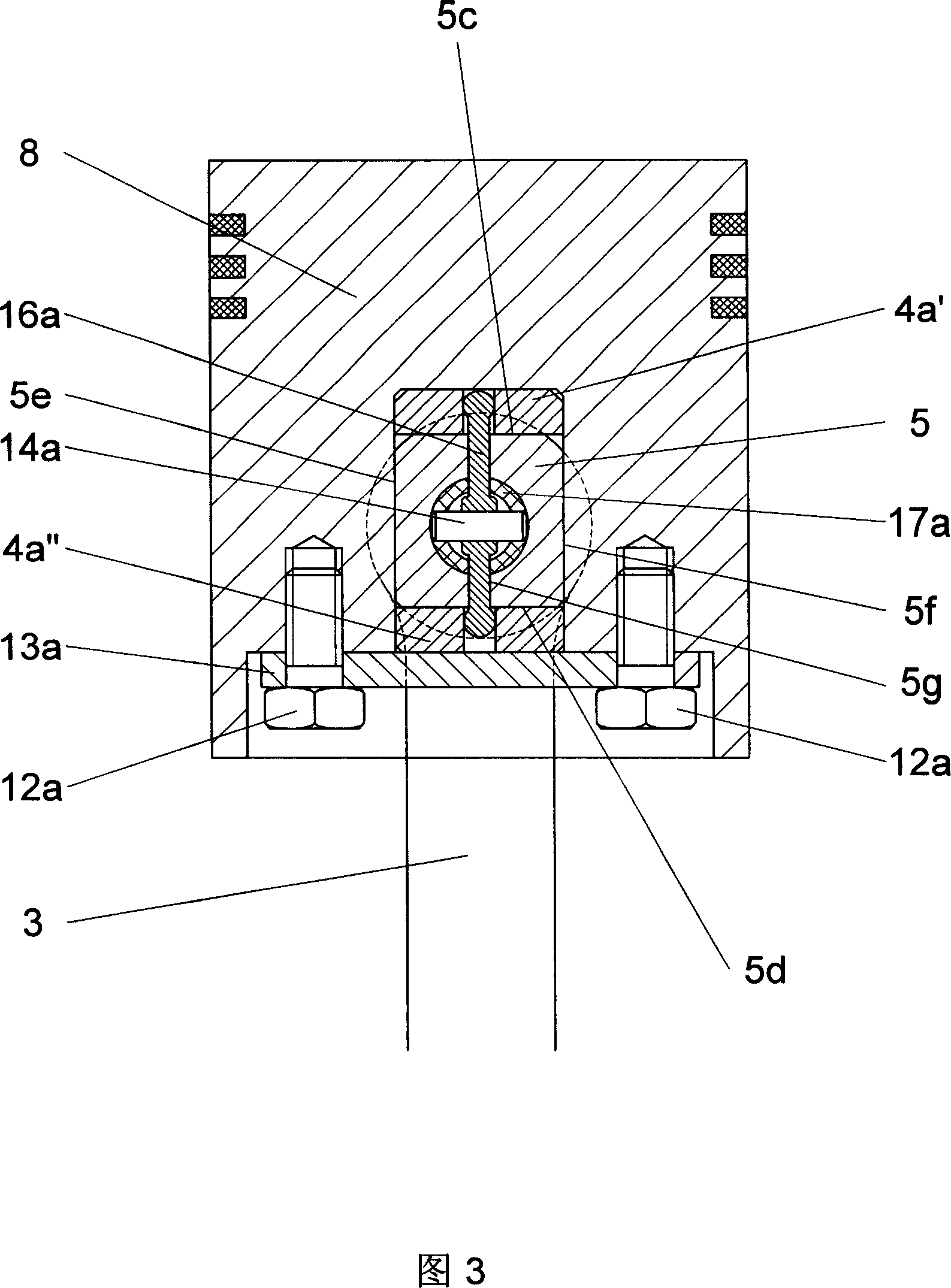 Variable compression ratio device of piston reciprocating internal combustion engine