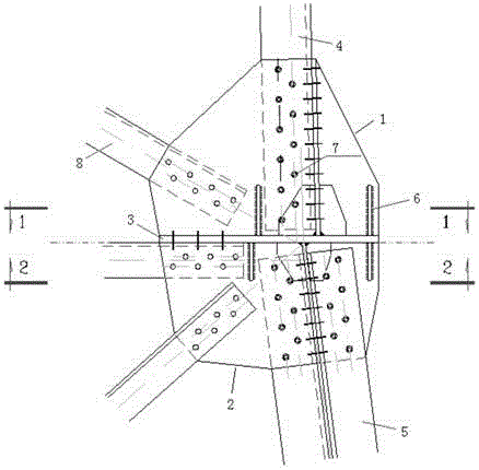 Power transmission line angle-steel tower single and double angle-steel transition joint design method