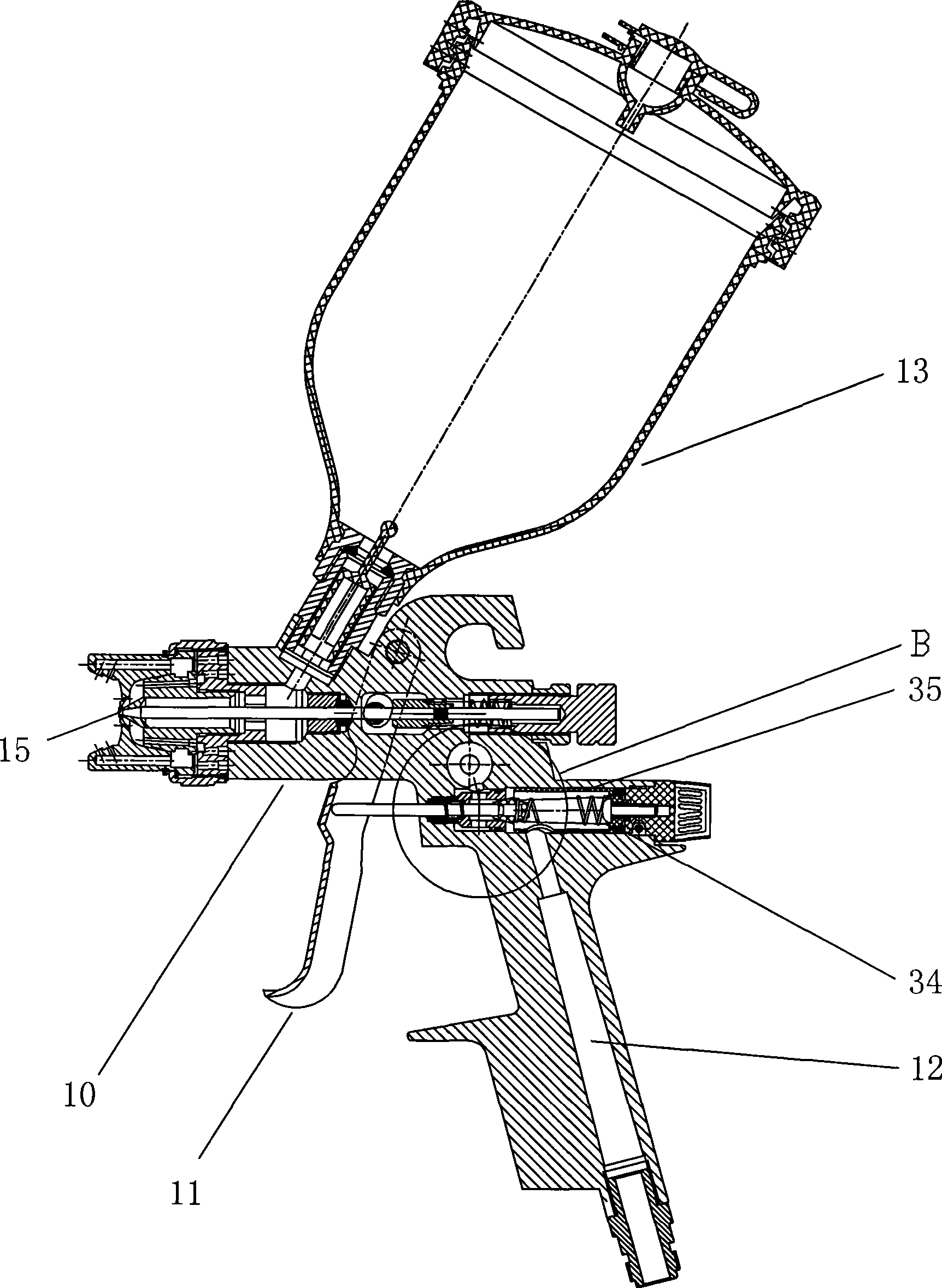 Air-intake control device of paint spray gun