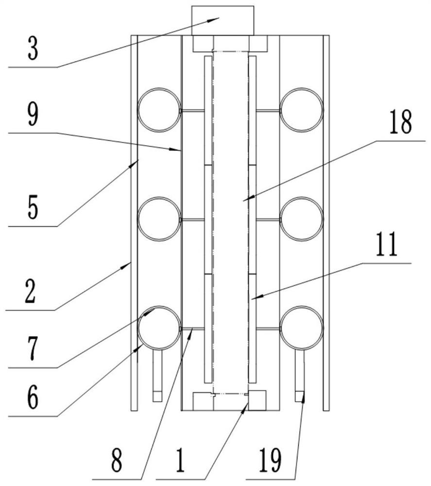 A flat glass decontamination device