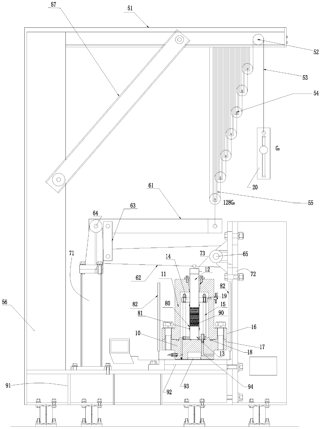 Gravity expanding constant-pressure loading coal rock creep test device and method