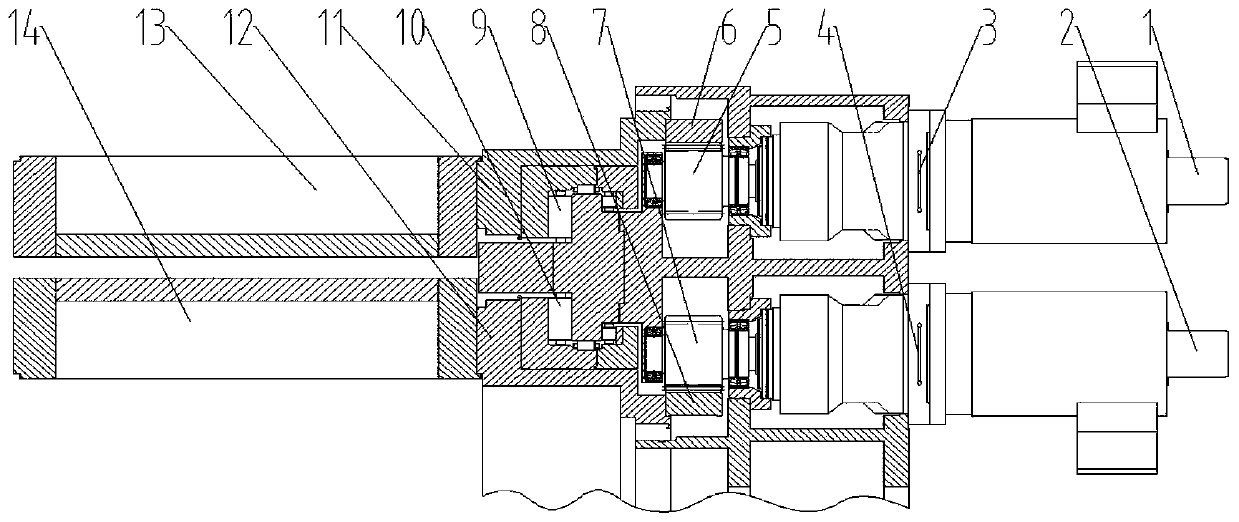 Full cross-section heading machine and dual drive system thereof