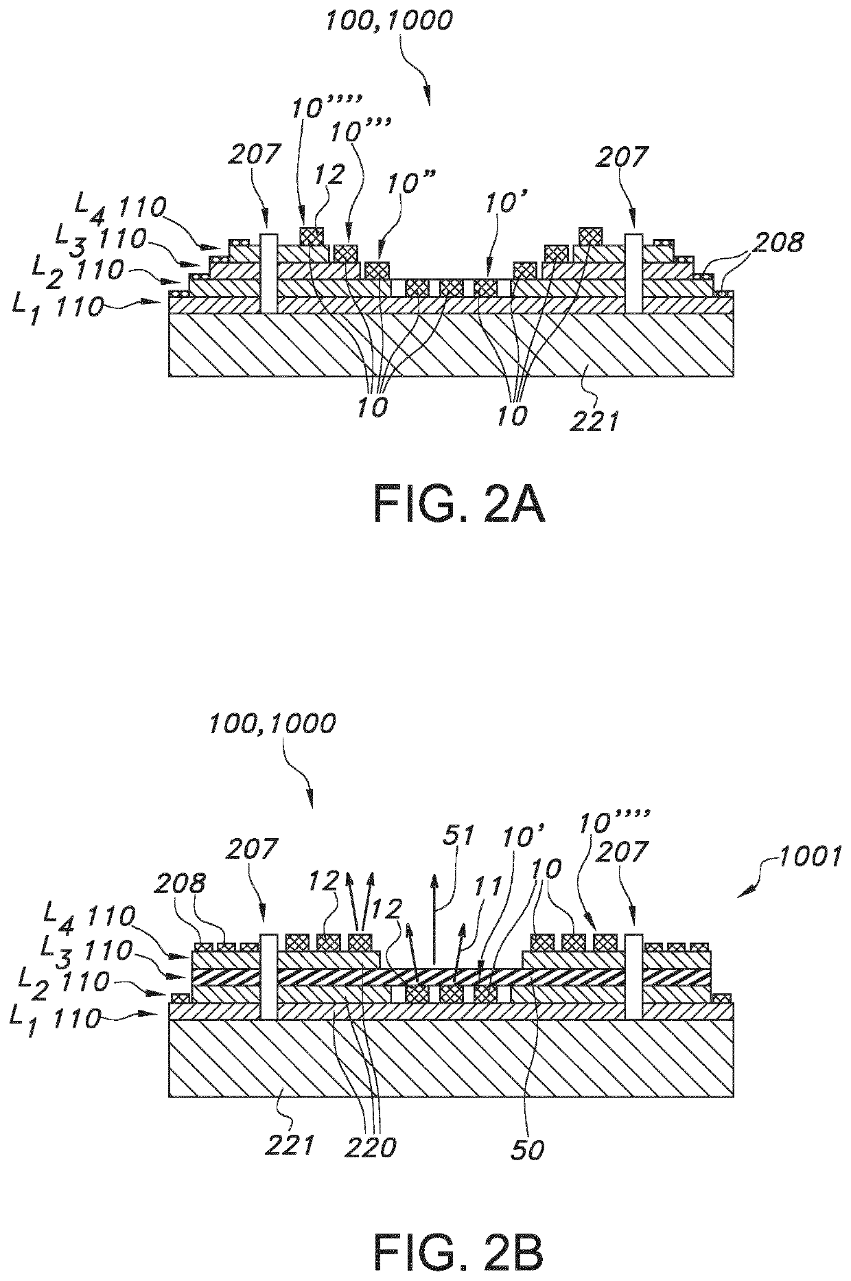 Multi-layer PCB stack for color mixing