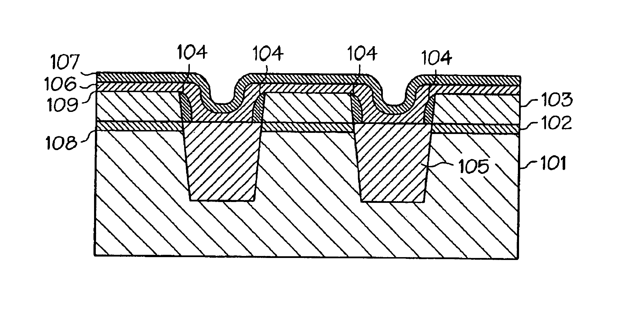 Stacked gate region of a memory cell in a memory device