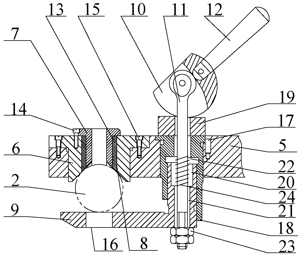 Radial hole drilling machine clamp