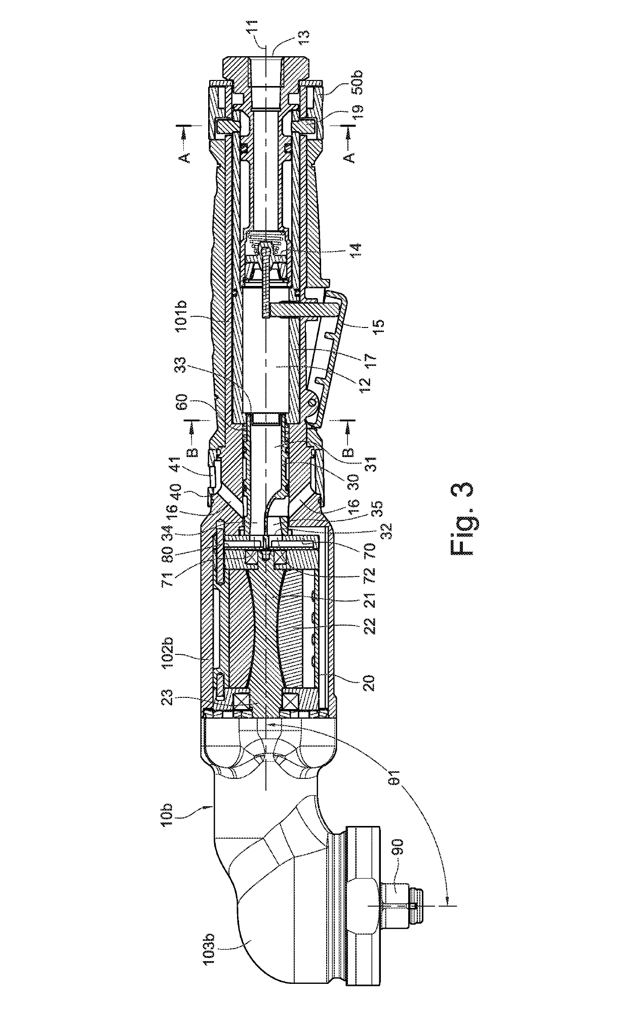 Pneumatic rotary tool with airway switching structure