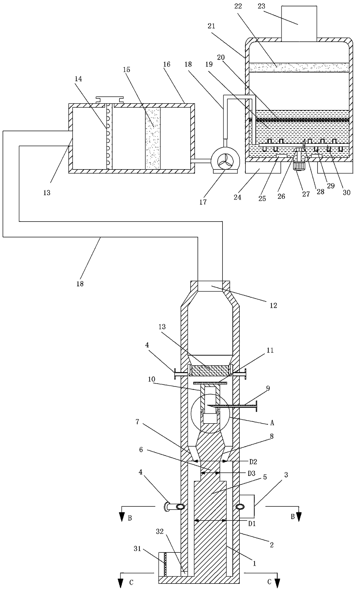 High-efficiency smoke desulfurizing, dedusting and purifying device