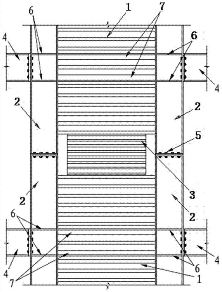 Column through type corrugated steel plate energy dissipation shear wall structure