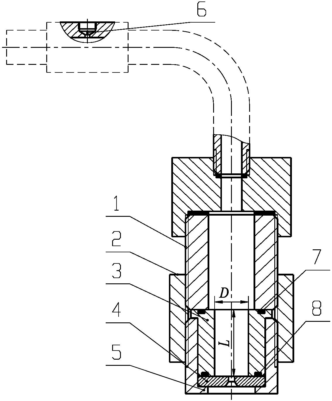 High-pressure water jet self-oscillation nozzle device with adjustable structure