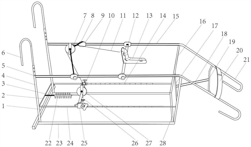 An adjustable lower limb bone traction device without weights