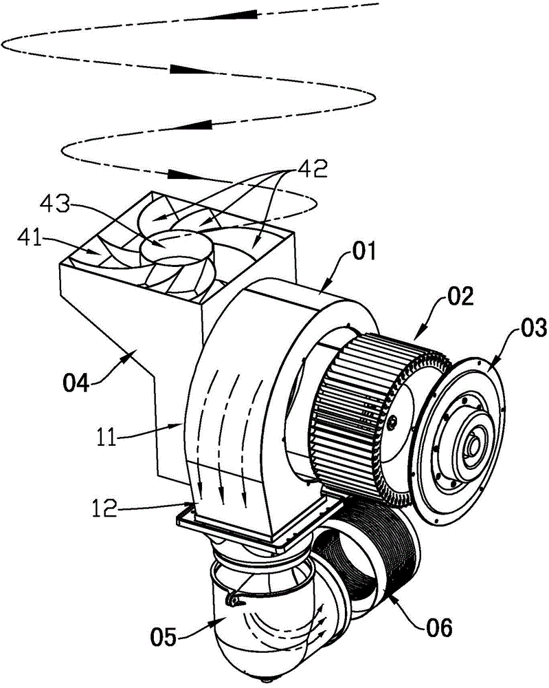 Concentric-double-square-shaped vortex fume exhaust system used on air exhaust and oil fume exhaust product